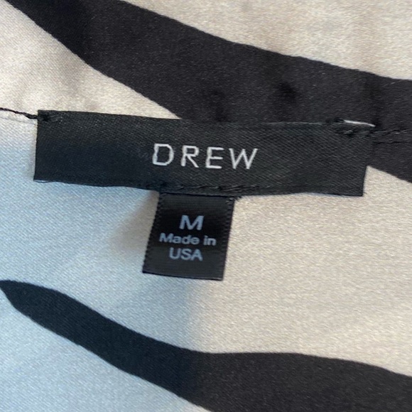 DREW Satin Zebra-Print Blouse Made in USA, Imported Italian Fabric - Picture 2 of 4